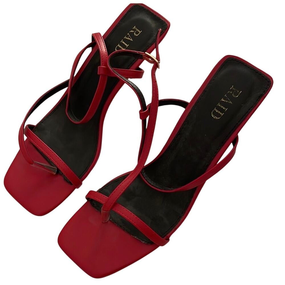 Raid Strappy Open Toe Heels Size 40 Red